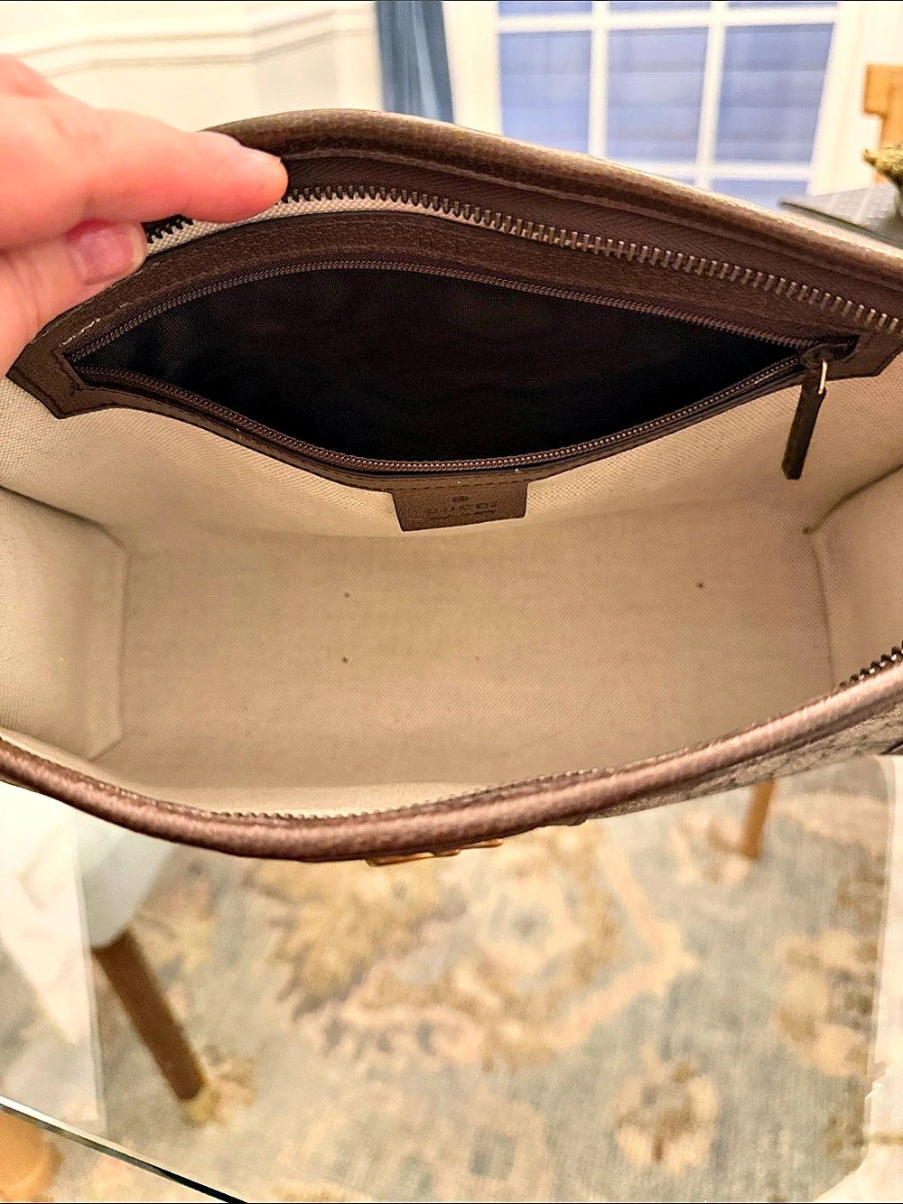 Gucci Ophidia GG Supreme Large Cosmetic Case Brown & Green - Picture 5 of 6